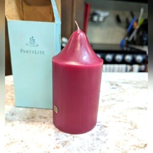 Party Lite pillar candle. Cranberry number S3523. 3x5 inches. Unused in box.